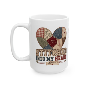 Left side of the Grandkids heart mug showing the C-shaped handle